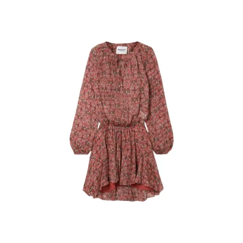 ISABEL MARANT ETOILE Длинное платье с длинными рукавами женское красное