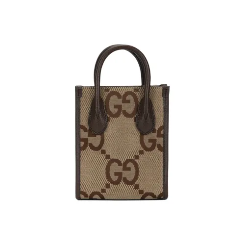 GUCCI Jumbo GG Canvas Leather Bag Mini Women's Beige Brown