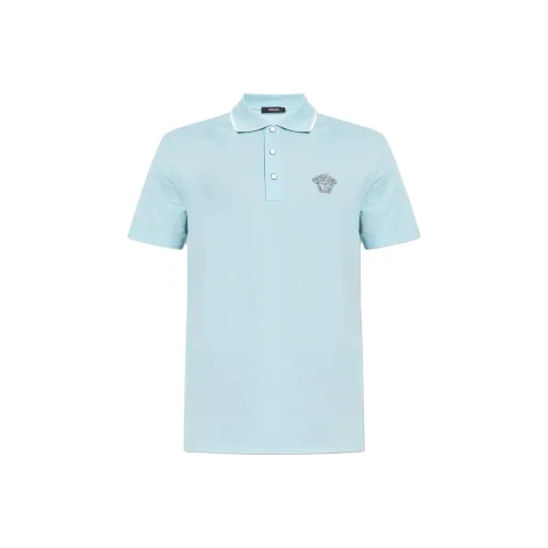 VERSACE Мужская поло рубашка синего цвета