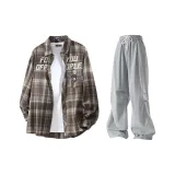 Кофейная клетка + Серый [Брюки]