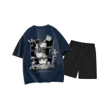 Темно-синий топ, черный низ