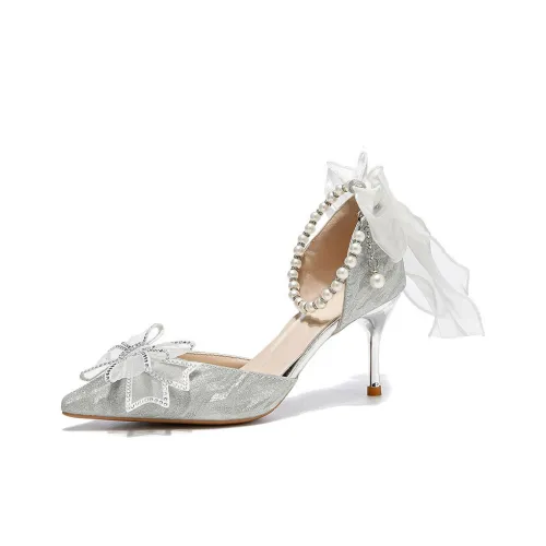 Little Red Man Высокие каблуки Женские Серебряные