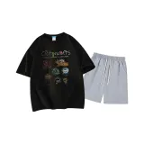 Чёрный топ, светло-серый низ