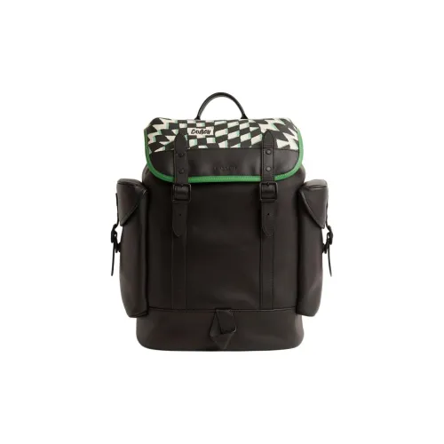 COACH Hitch кожа рюкзак большой мужской черный