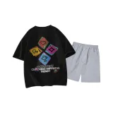 Чёрный топ, светло-серый низ