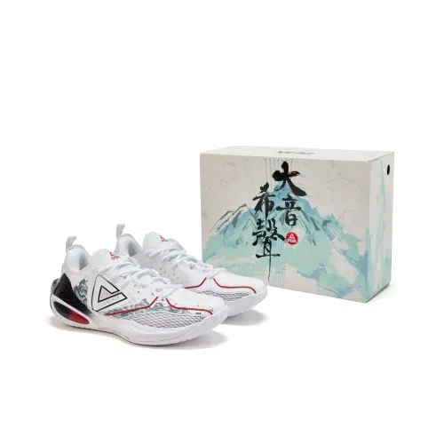 PEAK Шокабассорбер Slip-Resistant Abrasion-Resistant Низкий Топ Баскетбольные Кроссовки Мужские Белый Черный Красный