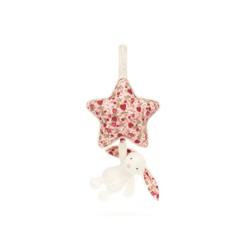 JELLYCAT Кролик Клубничный Crinkle Кролик Музыкальная коробка с тянущимся кольцом Кукла Плюшевая Подвеска Высота 16 см В сидячем положении