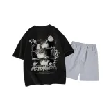 Чёрный топ, светло-серый низ