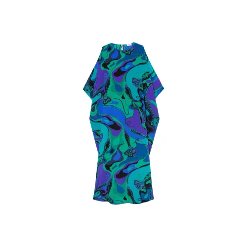 EMILIO PUCCI Длинное платье с длинными рукавами женское синий зеленый