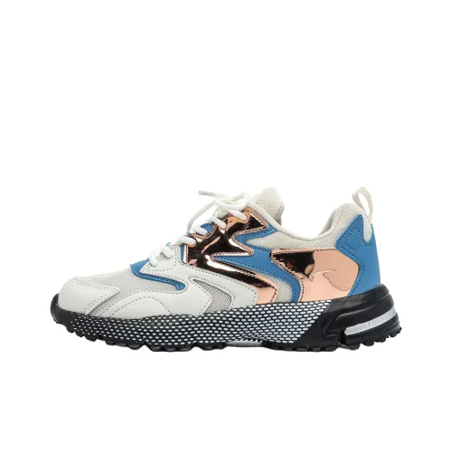 Singing Износостойкий Дышащий Легкий Низкий Топ Кроссовки с Толстой Подошвой Унисекс Бежево-Синий