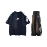 Темно-синий синий топ + черные штаны