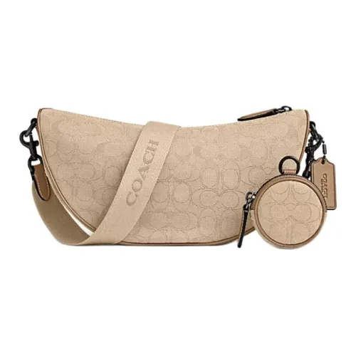 COACH HALL Телячья кожа Сумка через плечо Сумка на плечо Большая Мужская Бежевая