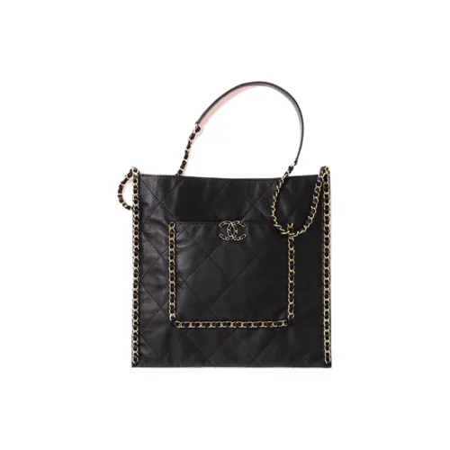 CHANEL 22c Early Spring Телячья кожа Тоут Сумка Сумка для покупок Сумка через плечо Сумка Женская Черная