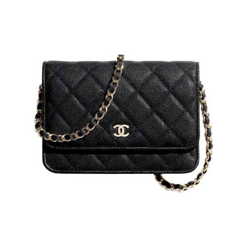 CHANEL WOC Икорная коровья кожа Сумка через плечо Мини Женская Черная