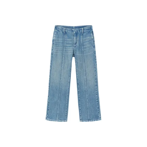 Ouyang Прохладные Джинсы Пыльно-голубого Цвета для Женщин