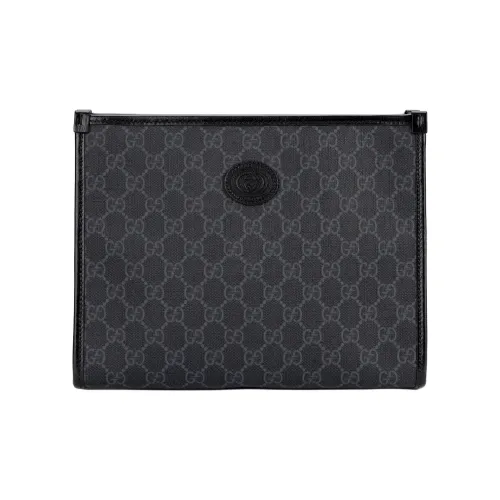 GUCCI Canvas с кожаными вставками косметичка клатч сумка для туалетных принадлежностей мужская черная серая