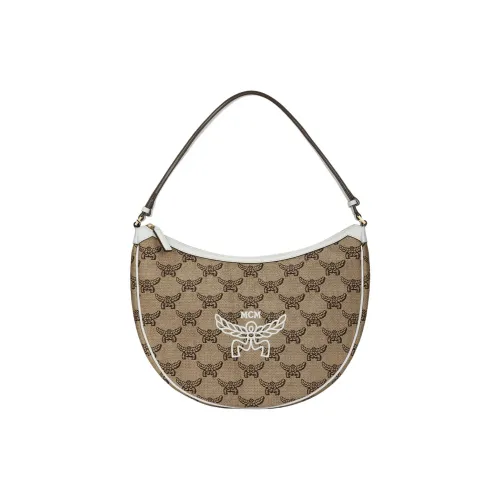 MCM Жаккардовая ткань HOBO Сумка на плечо Средняя Женская Бежевая