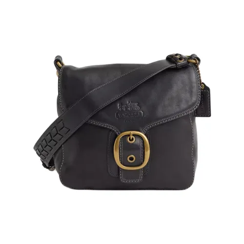 COACH Bleecker Кожа Плечевая Сумка Большая Женская Черная