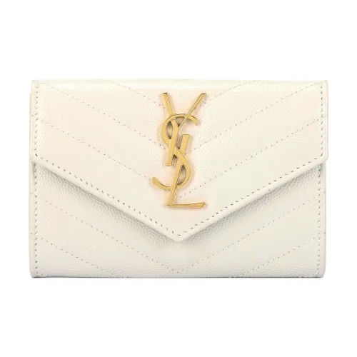 SAINT LAURENT MONOGRAM LEATHER Конверт Сумка Кошелек Маленький Женский Белый