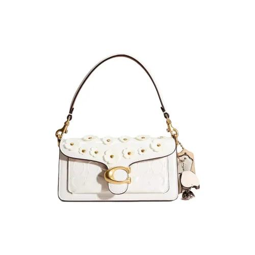 COACH Tabby Лакированная кожа Сумка через плечо Сумка Маленькая Женская Латунь Мел