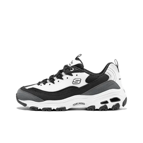 Skechers D'LITES 1,0 Устойчивые к истиранию Низкие Топ Кроссовки с Толстой Подошвой Женские Черный Белый
