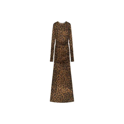 Blumarine Длинное платье с длинными рукавами женское коричневое