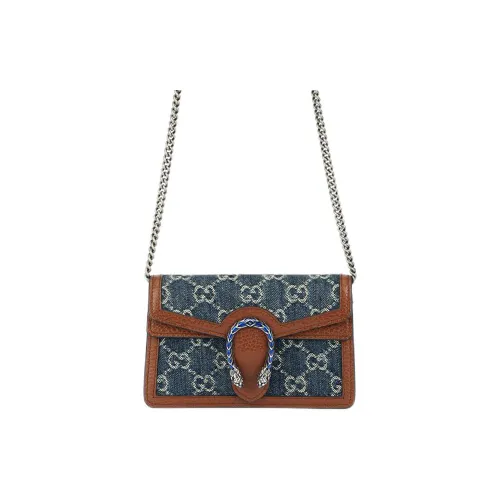 GUCCI Dionysus Деним с кожаными вставками сумка с цепочкой сумка через плечо женская серый синий и коричневый