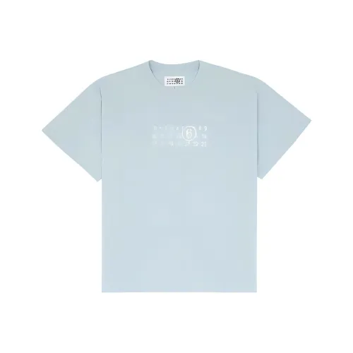 MM6 Maison Margiela совместный бренд SS25 T-рубашка унисекс синего и серого цвета