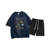 Темно-синий топ, черный низ