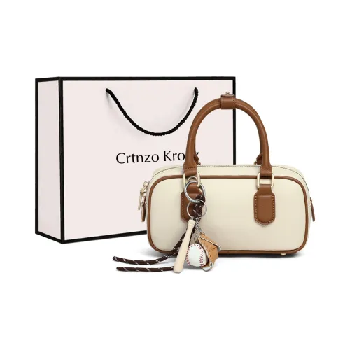 Crtnzo Kroez Сумка через плечо из коровьей кожи Сумка Сумка для боулинга Стандартная Женская Экрю