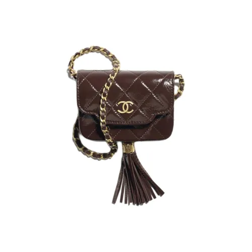 CHANEL Овчина Сумка через плечо Стандартная Женская Темно-коричневая