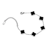 Романтический браслет с четырехлистным клевером (черный)