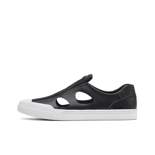 Wen Nai Мужские повседневные туфли Low Топ BLACK CUT Out Мужской