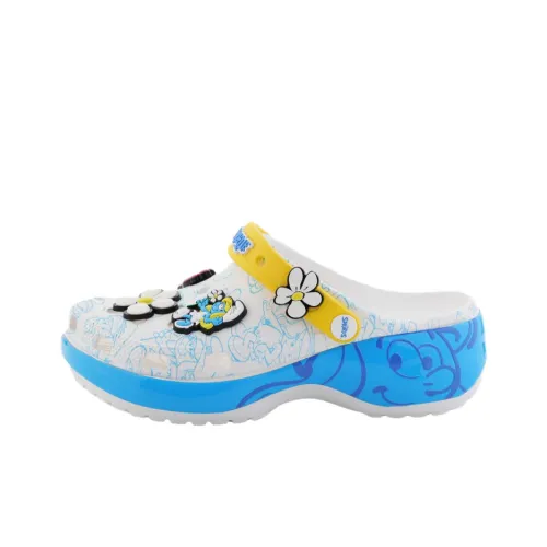 Crocs Smurfs Платформа Clog Сабо Женские Белые Синий Желтый
