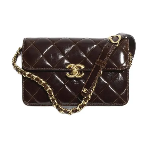 CHANEL Sheepskin Сумка через плечо Mini Женская Темно-коричневая