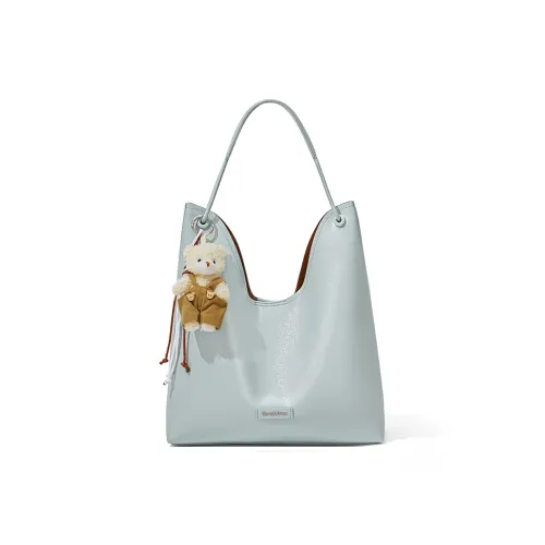 CinvaiKrose Сумка через плечо из синтетической кожи большая женская кремово-белая светло-синяя