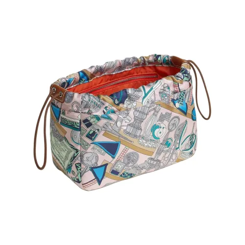 HERMES Fourbi Шелк с BARENIA Телячья кожа Клатч Женские Мягкий Affection Розовый Цвет серой чайки Светло-желтый Умбра