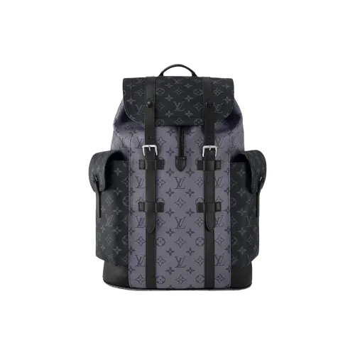 LOUIS VUITTON CHRISTOPHER Покрытый холст с коровья кожа комбинированный рюкзак средний мужской черный