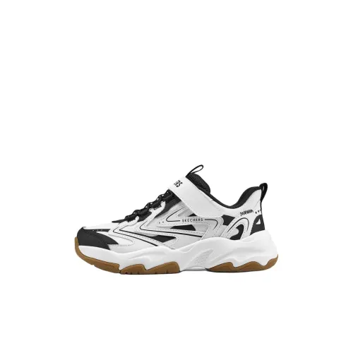 Skechers Kids Шок Абсорберы Устойчивые к Износу Противоскользящие Низкие Топы Детские Лайфстайл Обувь Белый Черный