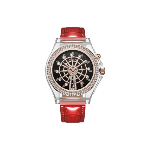 DAVENA Free Time Series Кварцевый механизм Естественная кожа Ремешок Часы Женские Черный циферблат