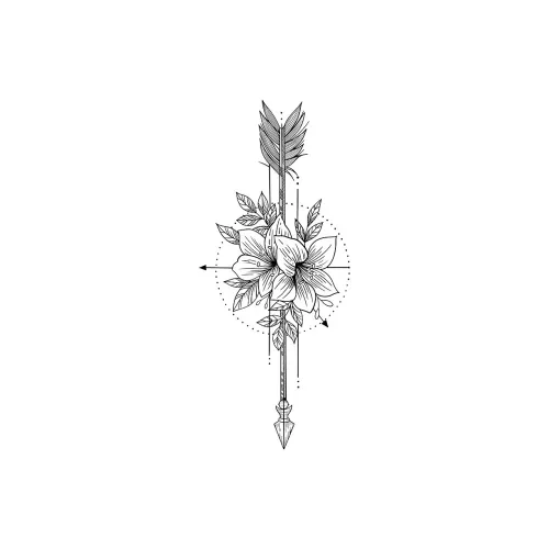 XNTX Цветочный дизайн Стрелка Tattoo Водонепроницаемый Длинный Долговечный Ноги Рука Грудь Травяной Сок Не Светоотражающий Стираемый Стикер