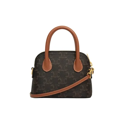 CELINE Triomphe Холст Одно Плечо Сумка Мини Женская Коричневая Патина