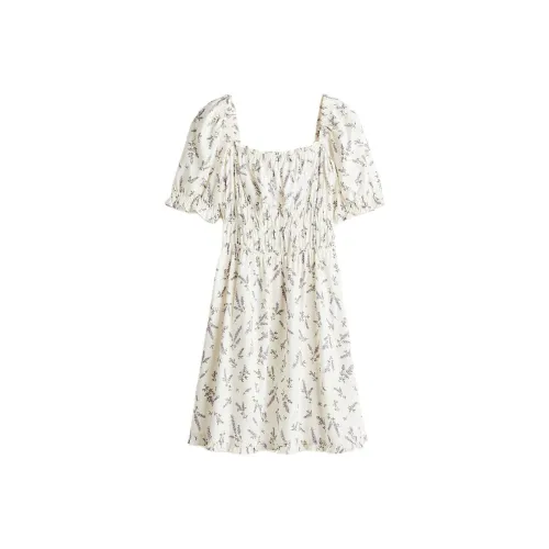H&M Белый/Цветочный Женские Платья с Короткими Рукавами