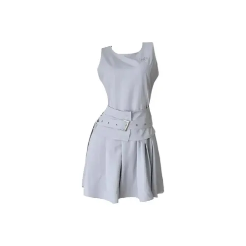 ETSE Blue Dress+Belt Женские Платья без рукавов