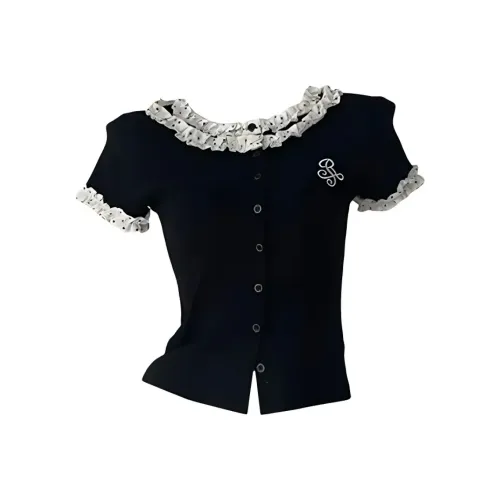 ETSE Черная трикотажная ткань рубашка женские