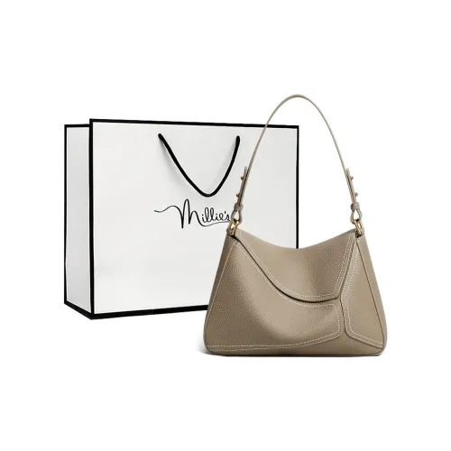 MILLIE'S Коровья кожа Портативный Подмышечный Сумка на плечо Обычный Женский Кардамон Белый Дубовый Серый