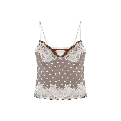 ETSE Кофе 3D-эффект Кружево Женские Камисоли