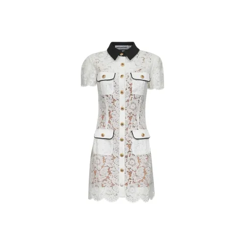 Self Портрет Короткий Рукав Платье Женское Белое