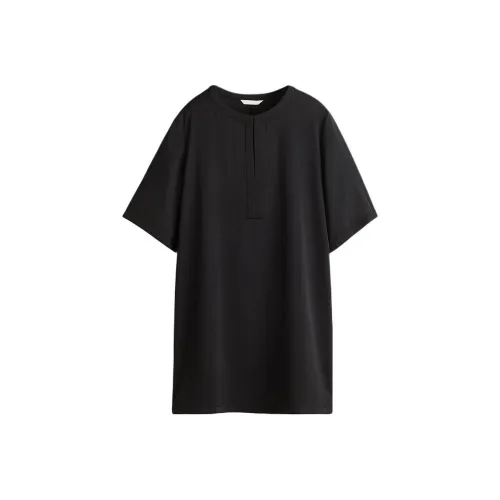 H&M Черное Женское Короткое Платье с Рукавами