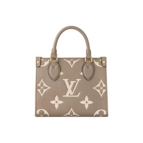 LOUIS VUITTON ONTHEGO Кожа Jungle Сумка Тоут Сумка Сумка для покупок Сумка Женская Цвет Голубино-серый с Крем